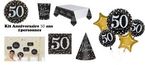 Mgs33 Kit Plus Anniversaire 50 Ans Complet décoration Table 8 Personnes (8 Assiettes, 8 gobelets, 8 