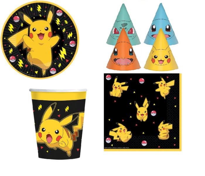Mgs33 ( cde 4 )Pokemon de fête d'anniversaire pour Enfants Décoration - Assiettes, gobelets, Serviettes,ballons pour 8 invités
