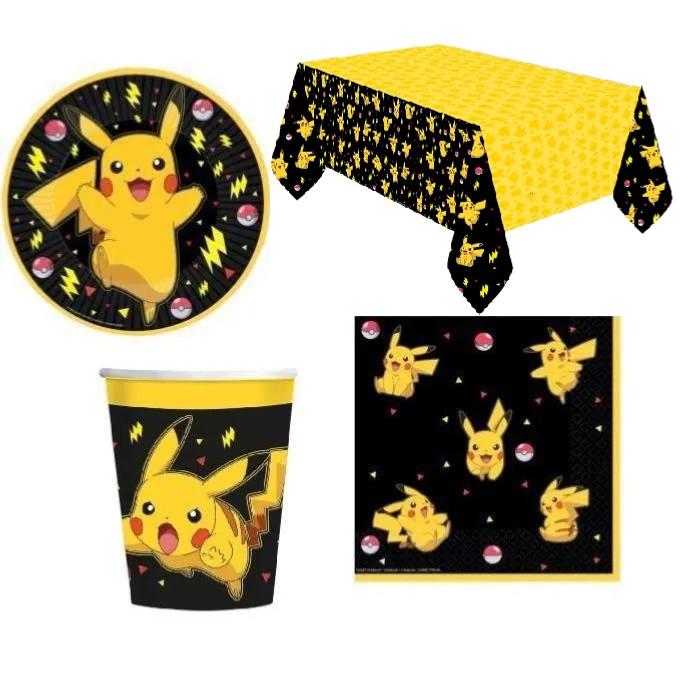 Mgs33 ( cde 4 )Pokemon de fête d'anniversaire pour Enfants Décoration - Assiettes, gobelets, Serviettes,ballons pour 8 invités