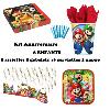 Kit Mario 8 Enfants Complet Anniversaire (8 Assiettes, 8 gobelets, 20 Serviettes, 1 Nappe + 10 Bougi