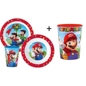 Mgs33 Mario, Luigi, Service de Table ( 265 Ml) pour Enfant avec Assiette, Bol à céréales et gobelet réutilisables + 1 gobelet 475 Ml