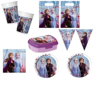 la reine des Neiges 2 Kit pour fête d'anniversaire en carton et papier, La Reine des neiges 2 16 enfants avec une boite a gouter KDO