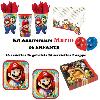  Kit Anniversaire Mario Complet XL 16 Enfants (16 Assiettes, 16 gobelets, 20 Serviettes, 1 Nappe +6 