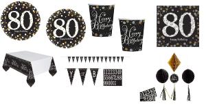 Mgs33 Anniversaire 80 Ans Complet décoration Table 16 Personnes (16 Assiettes, 16 gobelets, 16 Servi