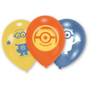 6 Latex Balloons Minions 22.8 cm/9''