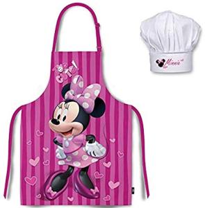 Tablier Enfant Rose Fuschia + Chapeau de Chef Minnie, Disney Minnie pour enfant, Tablier de Cuisine 