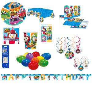 Mgs33 Kit Top Wings 8 Enfants Complet Anniversaire (8 Assiettes, 8 gobelets, 20 Serviettes, 1 Nappe 