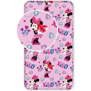 Drap housse Disney minnie rose en coton pour lit 1 place