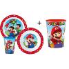 Mgs33 Mario, Luigi, Service de Table ( 265 Ml) pour Enfant avec Assiette, Bol à céréales et gobelet réutilisables + 1 gobelet 475 Ml