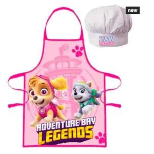 (PW19731) Tablier Enfant + Chapeau de Pat patrouille Fille, Paw patrol pour Enfant, Tablier de Cuisine pour Enfants 